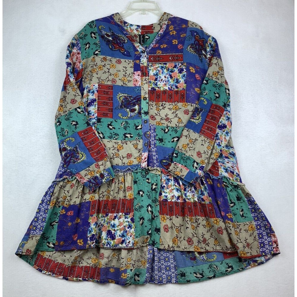 Sacred Threads Button Tunic Blouse Hippie Boho St… - image 1